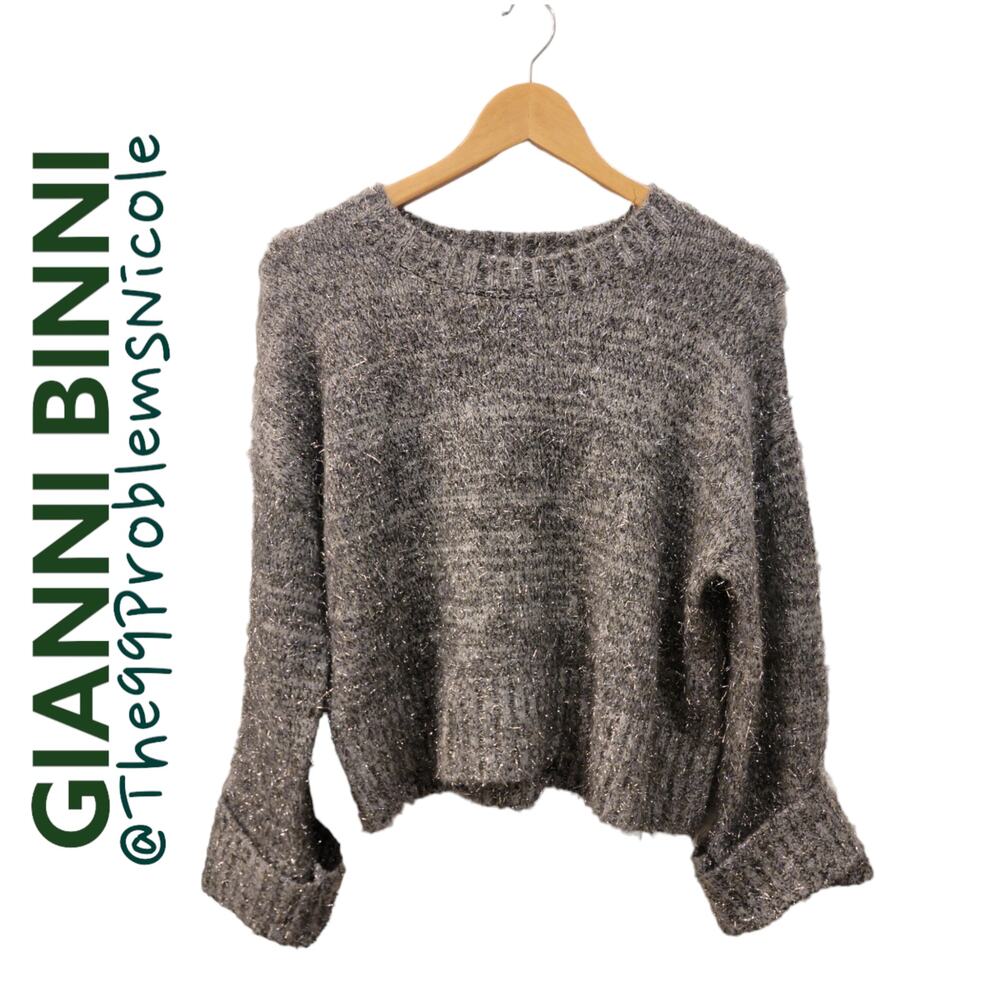 GB Silver Sweater with Roll Cuff Sleeves